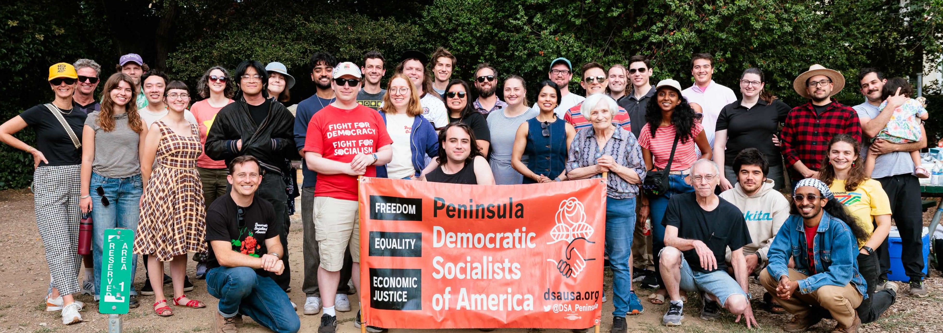Peninsula DSA members at our 2026 annual summer BBQ!